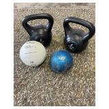 25 lb kettle balls, 10 lb ball- volleyball