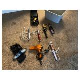 Curling irons, hair dryer, clippers