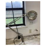 Chrome magnifying lighted lamp