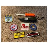Straight blade knife and patches