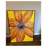 Bright yellow flower on canvas