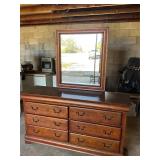 Wood dresser and mirror