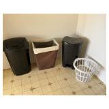Trash cans and basket lot