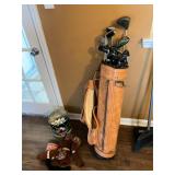 Golf clubs, bag, balls