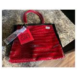 Red Elizabeth Arden tote purse bag