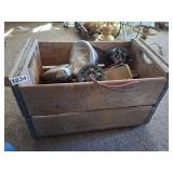 vintage crate full of old automotive lights