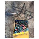 box of vintage lights and metal star