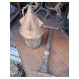 2 vintage brass pieces, light and bicycle pump