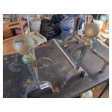 Wrought Iron Andirons w/ Brass Finials