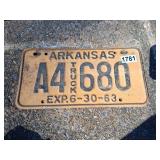 1963 AR truck license plate
