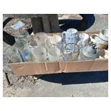 box of misc beer steins