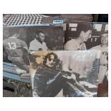 5 old prints on poster? board