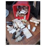 bucket of old electron tubes and misc