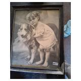 Framed print of little girl and lassie