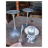 sterling spoon, silver soldered dish, plated cups