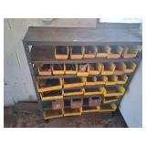 large metal and plastic hardware sorter shelf