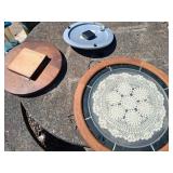 lead glassed crochet, clock and lazy susan