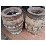 Pair of large wagon wheel hubs