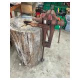 Vintage Blacksmith Vise and log if you want