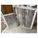 2 vintage wood framed windows