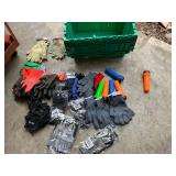 Tote gloves, and flashlights
