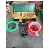 Vintage metal tackle box and cricket pails
