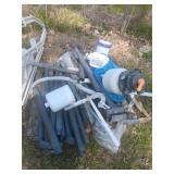 Swimming pool, liner, pump, and ladder