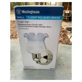 New- Westinghouse polished brass frosted glass