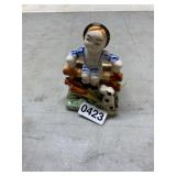 Occupied Japan, boy with dog and wishing well