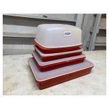 4 Orange Tupperware containers see all pics