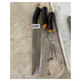 3 bone handled carving utensils