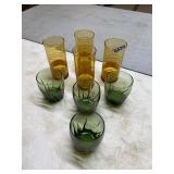 8 Green & yellow, cups, glasses