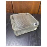 Large glass refrigerator dish with lid