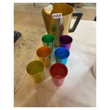 Aluminum pitcher and 6 cups