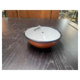 Orange/Black Porcelain Enameled Ware Bowl