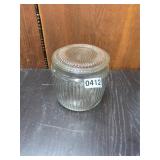 Ribbed glass jar with lid