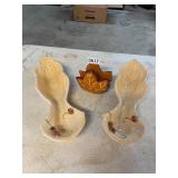 2 fall serving dishes & napkin holder