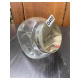 Glass candy jar with metal lid