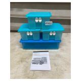 4 blue Tupperware fridge Smart containers