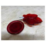 Red bowl & candle plate