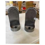 Pair of vintage punched tin candle holders