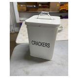 White cracker tin