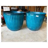 2 turquoise planters