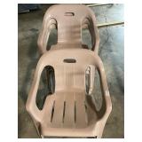 4 brown/tan plastic chairs