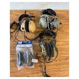3 assorted headphones and replacement muffs