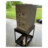 Rolling metal storage/60 tray, nut and bolt bin