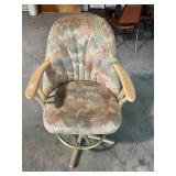 Fabric and wood swivel barstool
