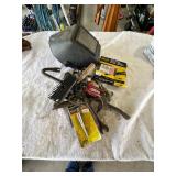 Welding hood, prybar, assorted tools