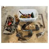 Tote assorted handles, tools, rope all
