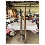 Shovels, rake, hoe tool lot